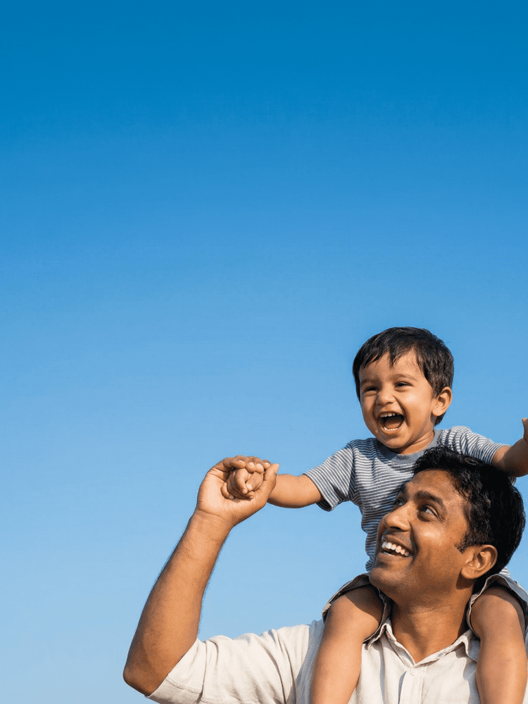 Father and child having fun