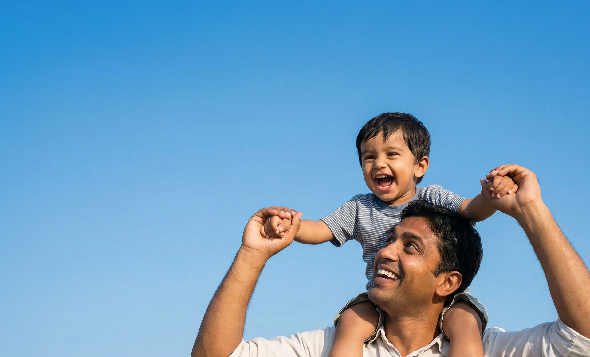 Father and child having fun