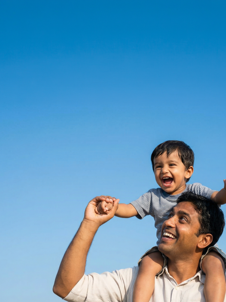 Father and child having fun